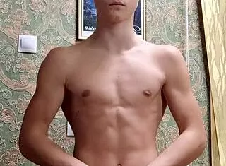 skinny flexible boy flexes after study session