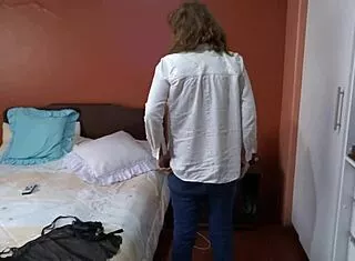Stepson strokes cock watching stepmom finger hairy pussy to cum explosion