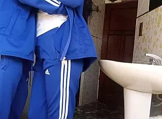 filming tight latina schoolgirl's quick bathroom fuck at school