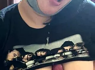 Tits Out Pov Blowjob From Curvy Brunette With Sloppy Deepthroat Cum