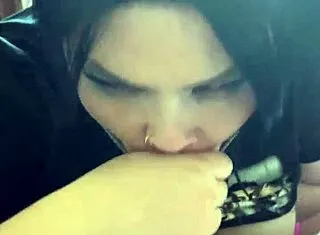 Tits Out Pov Blowjob From Curvy Brunette With Sloppy Deepthroat Cum