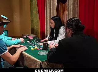 hot croupier payton preslee bends over for deepthroat and doggystyle in freeuse casino