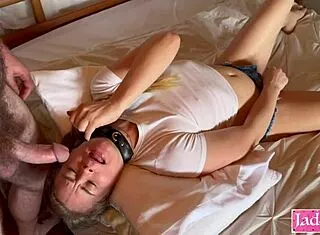 pretty blonde milf deepthroats big cock raw then takes messy facial cumshot