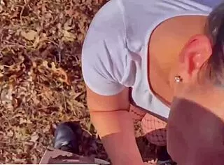 watch this curvy asian babe slobber deepthroat outside in public