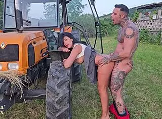 Colombian Mariana Martix Rides Italian Farmer Luca Peracchi Tractor