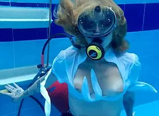 Ashlee Rose's School Skirt Underwater Scuba Boobs Tease