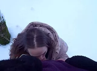 winter forest walk ends with sloppy creampie fill 4k