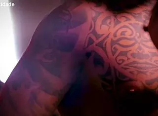 Brunette wife cheats sucking mechanic's huge cock tattooed