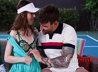 Two horny women trick stepsons outdoors to win pussy game