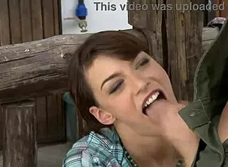 Sexy Brunette Rides Bent Over in Country Ranch Encounter