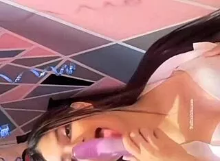 colombian college girl rocks huge dildo on bed flashing natural tits