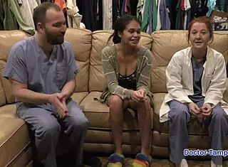 dr tampa checks angel santana's latina tits ass and gaping pussy up close in hospital