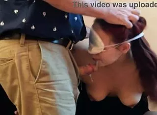 raven grey's goth pussy soaks during blindfolded bdsm facefuck casting