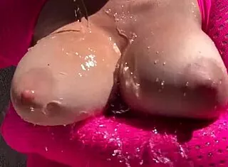 Italian MILF Artemisia Love Teases Juicy Tits Outdoor Water Play
