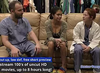 dr tampa checks angel santana's latina tits ass and gaping pussy up close in hospital