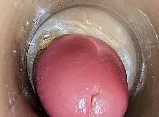 super tight pussy creampie asmr with oiled dildo squirt closeup 4k homemade