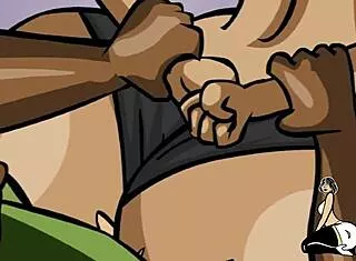 curvy cartoon babe tempts softly
