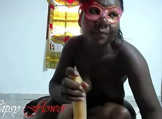 ebony huge fat ass bounces wild on massive dildo