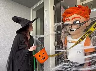 Chloe Foxxe rides my Halloween wand deep for explosive cumshot magic?