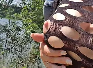 Blonde Teen 18+ Spreads Wet Pussy Wide in Extreme Outdoor Exposure