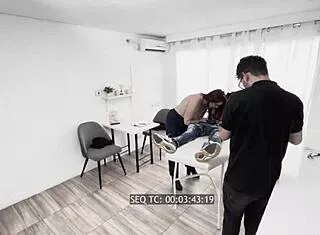 Christy Evans slurps Danny Mast's cock backstage in voyeur hospital clip