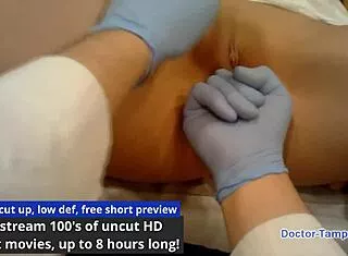 dr tampa checks angel santana's latina tits ass and gaping pussy up close in hospital