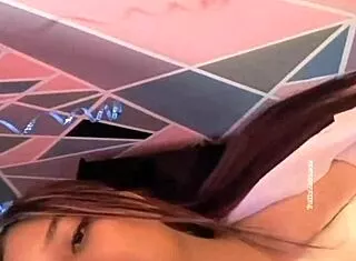 colombian college girl rocks huge dildo on bed flashing natural tits