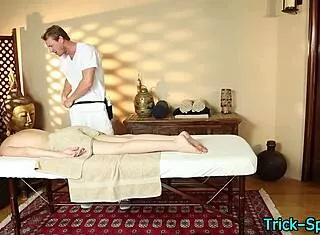 ever wonder what happens when a sexy brunette gets that intimate massage?