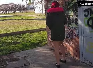 wanna squirt outdoors like this young amateur flashing in public park?