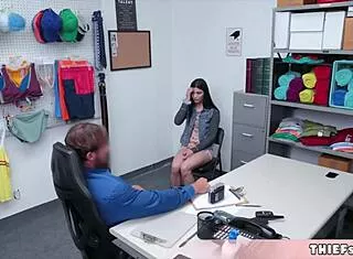 petite brunette shoplifter's long legs spread for rough doggystyle pussy punishment