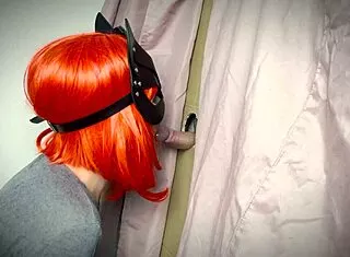 ginger amateur finds gloryhole and starts teasing blowjob