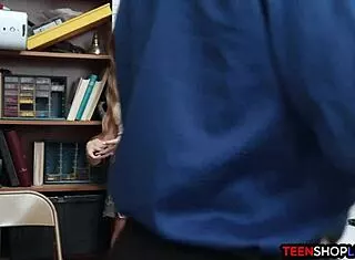 Skinny 18+ Shoplifter Caught Spying Then Deepthroats Big Cock