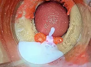 Monster cock makes tight pussy squirt huge creampie closeup