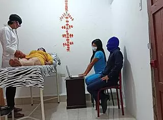 in the doctor's office, patients dive into a wild homemade foursome roleplay orgy