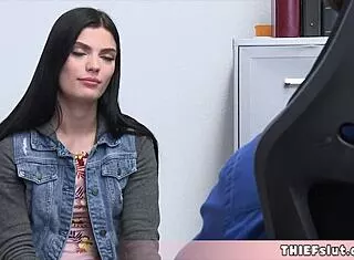 petite brunette shoplifter's long legs spread for rough doggystyle pussy punishment