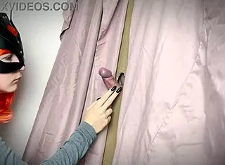 ginger amateur finds gloryhole and starts teasing blowjob