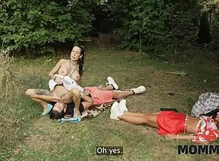 valentina sierra mature brunette teases long italian cock publicly with huge tits outdoors