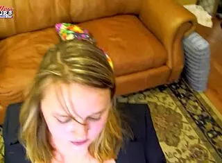 busty curvy blonde tara coed sloppy deepthroat rimjob cum swallow