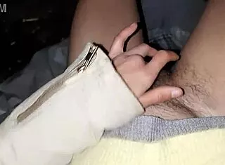 hey, we're lesbians masturbating hidden in the hut, pussy so hairy!
