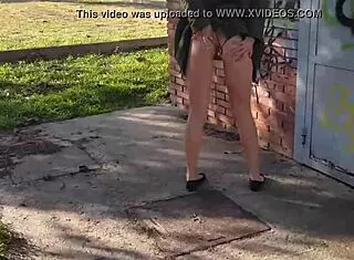 wanna squirt outdoors like this young amateur flashing in public park?