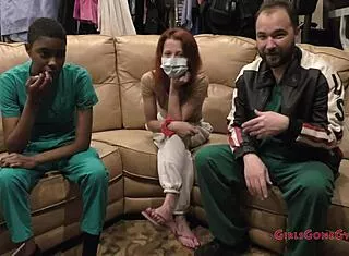 The perverted podiatrist tickles bare feet of nurse jewel