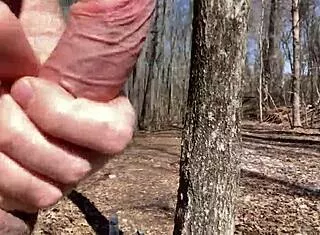 i'm out in the forest flashing my hairy pussy for voyeur orgasm fun homemade style