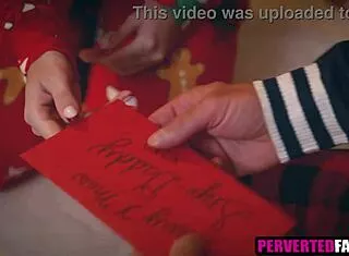 Stepdad unwraps teen brunette's lingerie for monster cock pounding