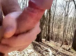 i'm out in the forest flashing my hairy pussy for voyeur orgasm fun homemade style
