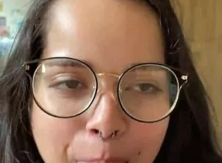 nerd busty brunette deepthroats wellington prado's big cock mirror pov