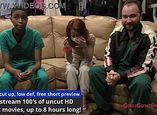 The perverted podiatrist tickles bare feet of nurse jewel