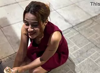 skinny latina skips panties for street orgasm then wet public sex