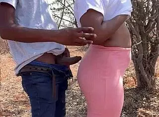 ever hooked up outdoors with a big cocked ebony in the forest?