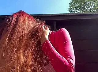 italian milf artemisia LOVE'S long hair FETISH outdoors solo