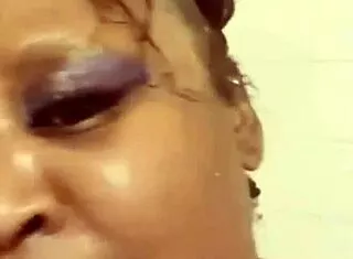 Cheating Ebony BBW Thot Teases in Shower!